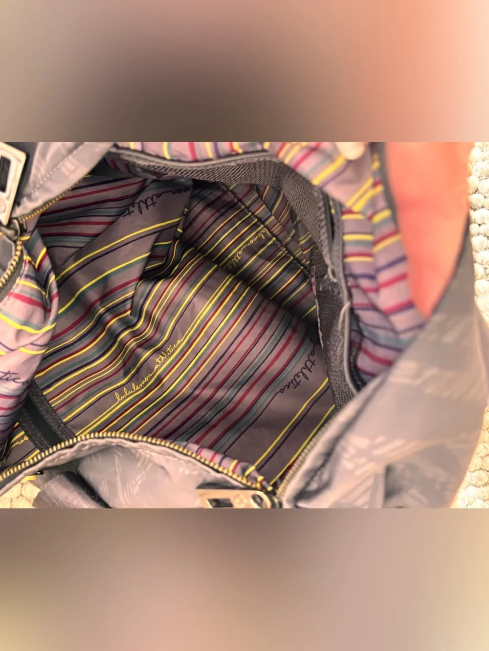 Lululemon gray Striped Women’s Bag